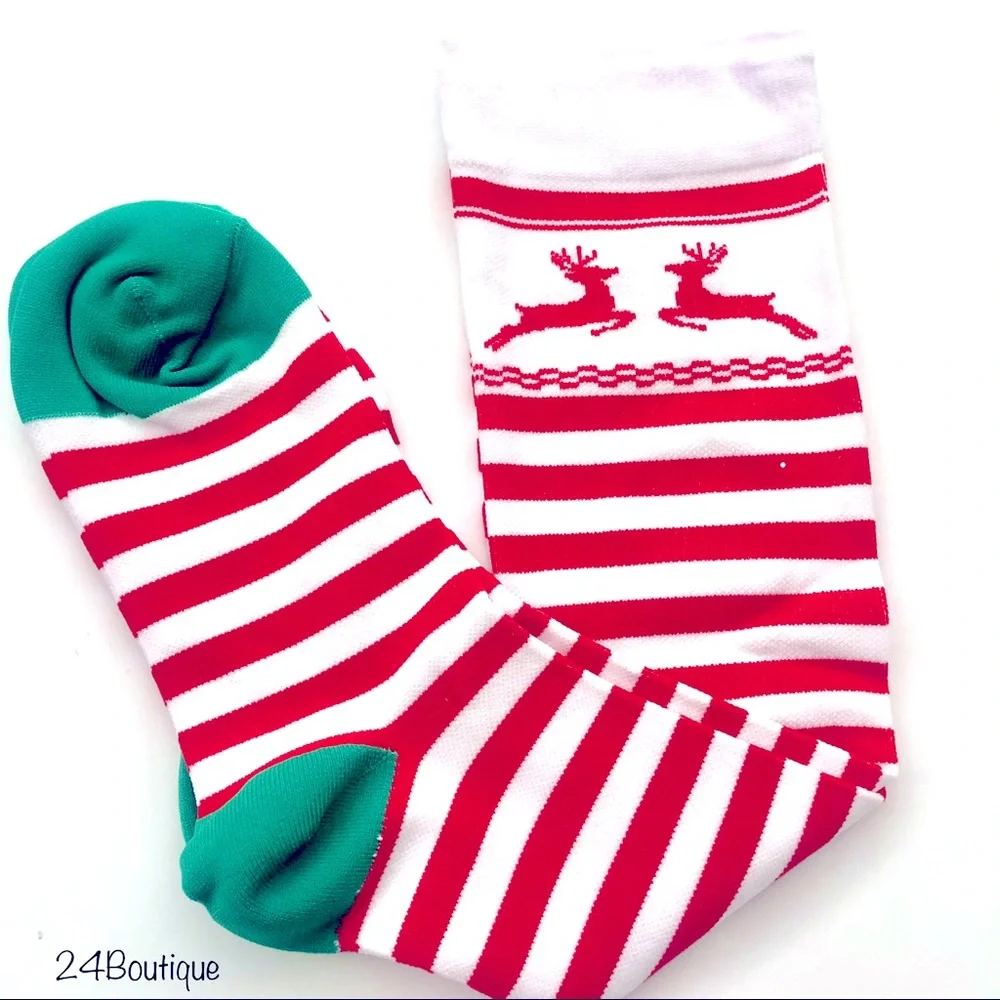 Candy Stripe Holiday Socks Size S/M - Picture 1 of 5